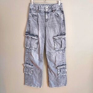 Garage Denim High Rise Wide Leg Cargo Jeans Size 7/28